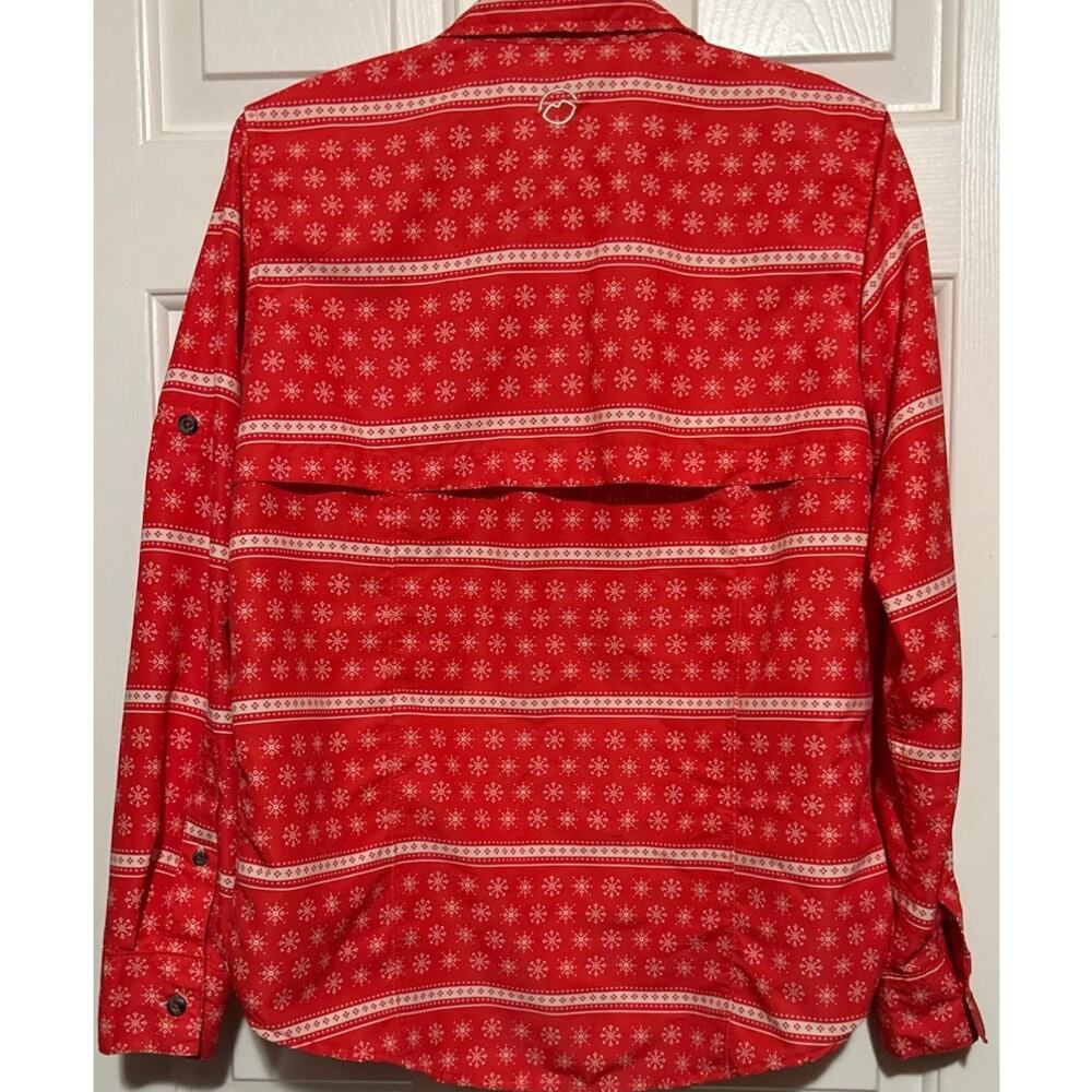 Magellan Outdoors Womens Christmas Red Relaxed Fit Gear Long Sleeve Shirt Size S - Picture 2 of 5